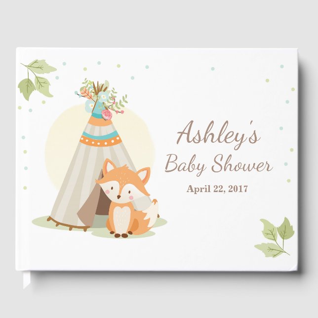 Livre d'or Fox Baby shower Teepee pow wow Woodland (Recto)