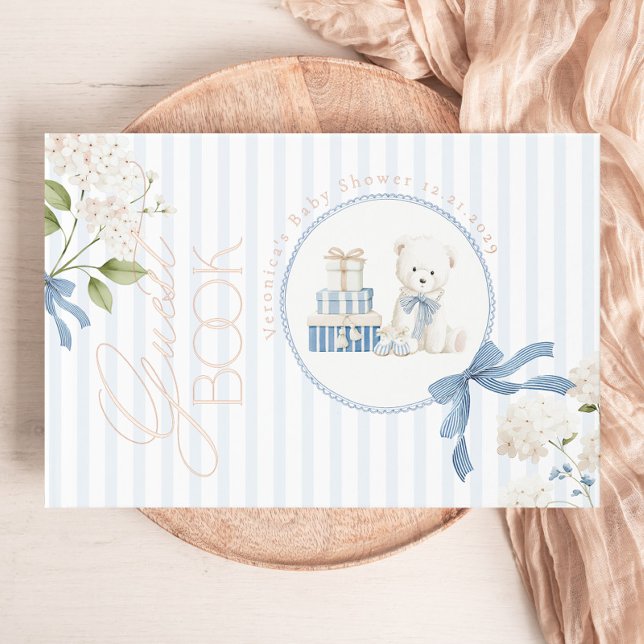Livre D'or French nursery Coquette Teddy Bear Baby Boy Shower (Créateur téléchargé)