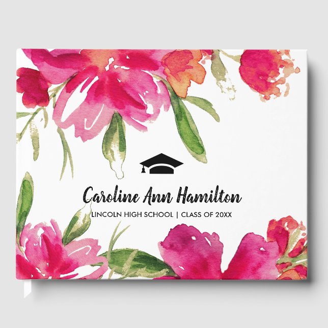 Livre D'or Fuchsia Green Floral Graduation (Recto)