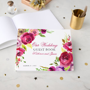 Livre D'or Fuchsia rose Floral Rose Romantique Mariage de jar