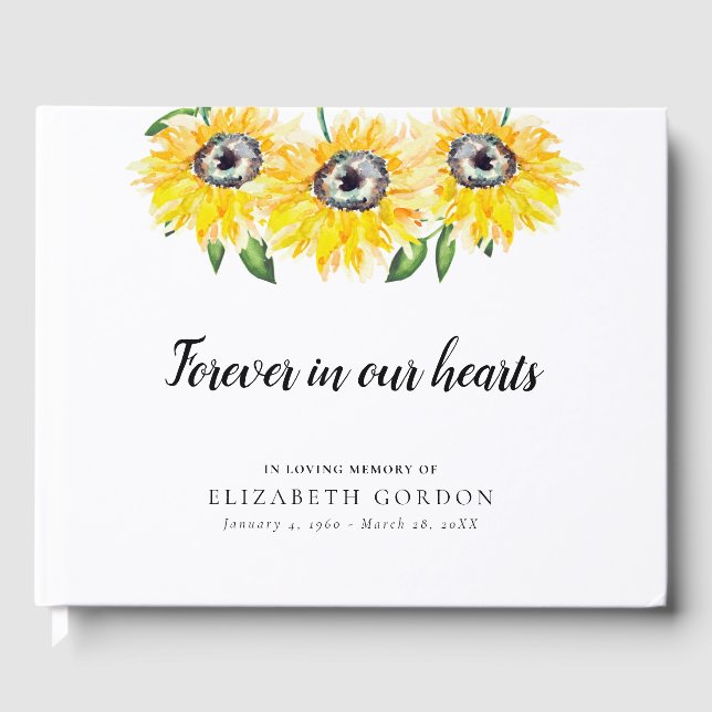 Livre D'or Funérailles De Tournesol Floral En Mémoire Amoureu (Recto)