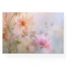 Livre d'or funéraire rose et bleu floral