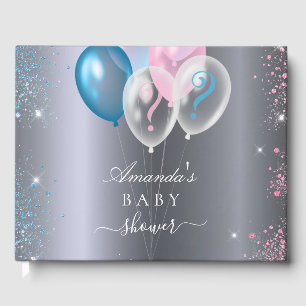 Livre D'or Genre révéler baby shower fête argent bleu rose
