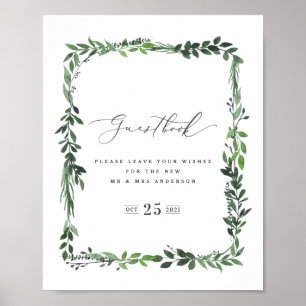 livre d'or géométrique aquarelle feuillu mariage