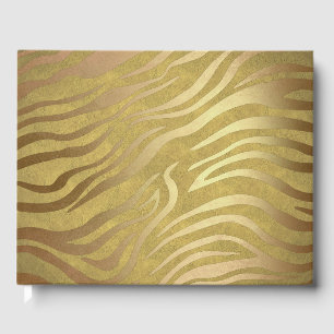 Livre D'or Glam Safari Jungle Imprimé Zèbre Bronze Doré