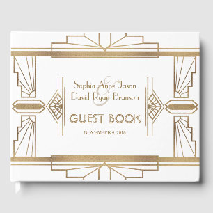Livre D'or Glam White Roaring Mariage des années 20 Great Gat
