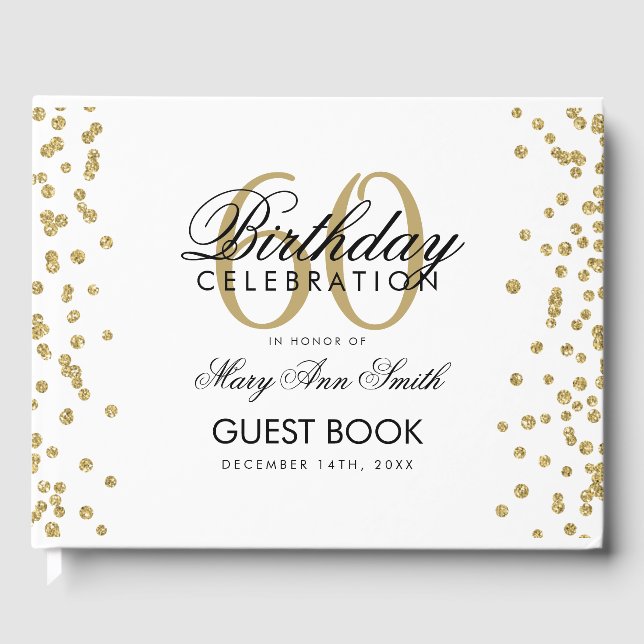 Livre D'or Gold 60th Birthday Party Parties scintillant Confe (Recto)