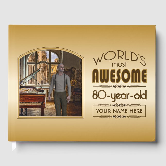 Livre D'or Gold 80th Birthday Meilleur cadre photo personnali (Recto)