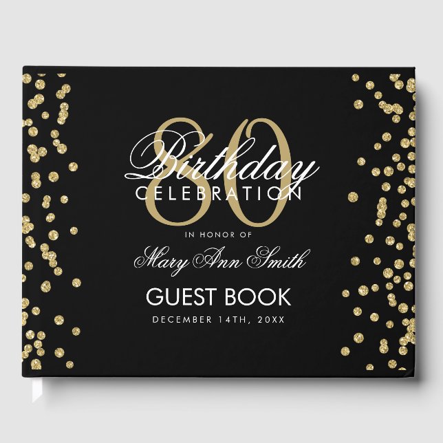 Livre D'or Gold Black 80th Birthday Party Parties scintillant (Recto)