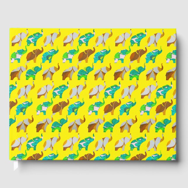 Livre D'or Gold & Blue Retro Elephants (Recto)