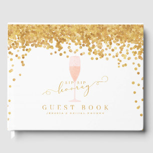 Livre D'or Gold Confetti Élégante Fête des mariées Champagne