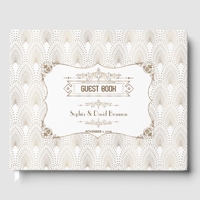Livre D'or Gold Fleur-de-lis Great Gatsby 20s Style Mariage (Recto)