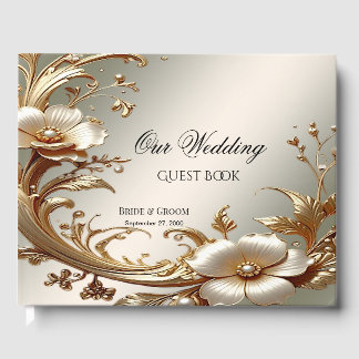 Livre D'or Gold Floral Guest Book