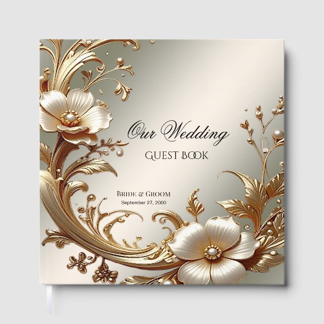Livre D'or Gold Floral Guest Book (Recto)