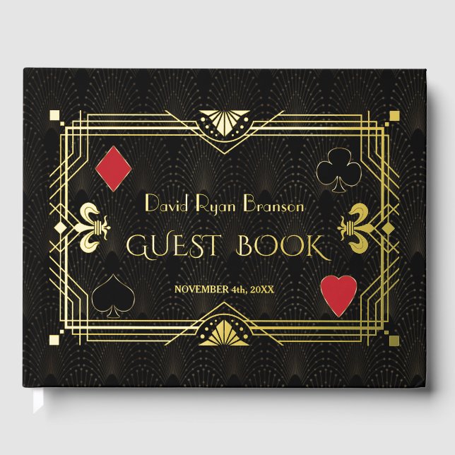 Livre D'or Gold Foil Roaring 20's Art Deco Bachelor Party (Recto)