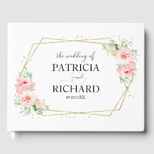 Livre D'or Gold Géométrique Blush Floral Mariage élégant