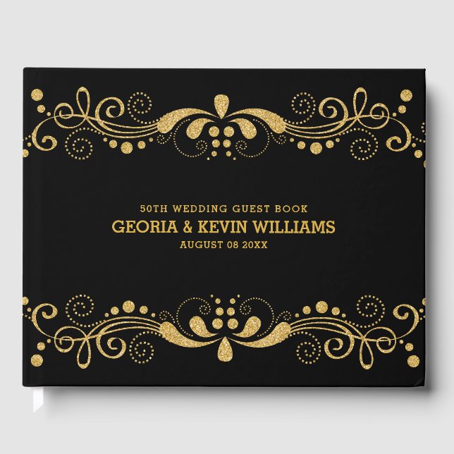 Livre D'or Gold Parties scintillant dentelle cadre Mariage li (Recto)