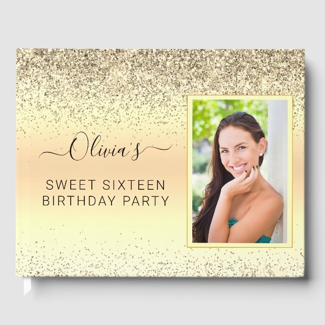 Livre D'or Gold Sweet 16e anniversaire Parties scintillant ét (Recto)