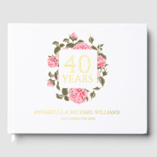 Livre D'or GOLD WILD ROSE BOUQUET 40e ANNIVERSAIRE MARIAGE