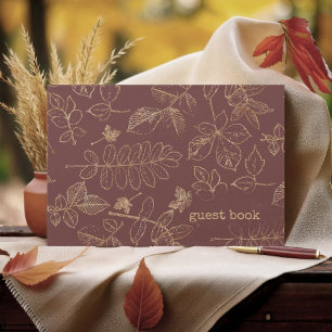 Livre D'or Golden Leaf Motif Mariage Gold/Bourgogne ID655