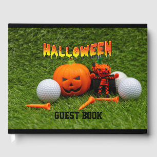 Livre D'or Golf Halloween avec balle de golf citrouille et te