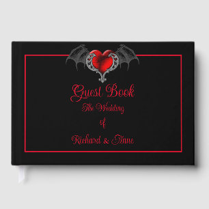 Livre D'or Goth Heart avec Mariage d'ailes de chauve-souris