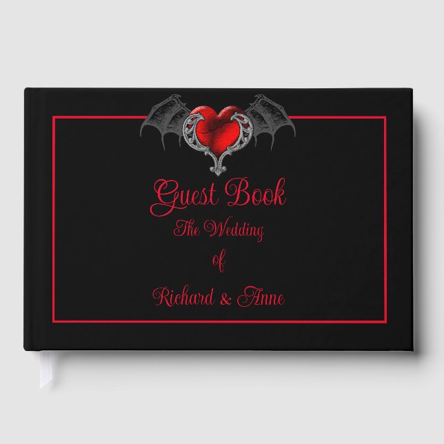 Livre D'or Goth Heart avec Mariage d'ailes de chauve-souris (Recto)