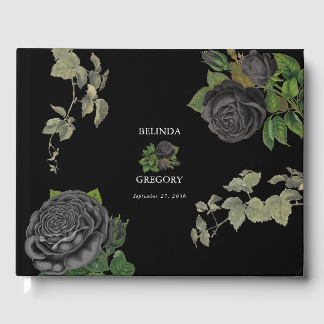 Livre D'or Gothique Halloween Rose noir Mariage (Recto)