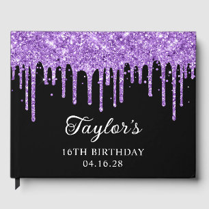 Livre D'or Gouttes de paillettes Violet Royal pour 16e annive