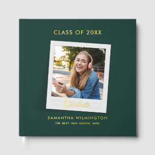 Livre D'or Graduation 2025 Photo Script Grad Party Gold Foil