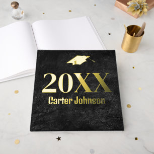 Livre D'or Graduation Gold Foil sur cuir noir