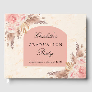 Livre D'or Graduation pampas herbe rose or blush floral