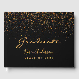 Livre D'or Graduation party 2025 diplômé noir confetti or noi