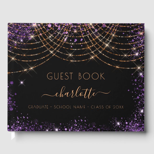 Livre D'or Graduation party noir violet or parties scintillan (Recto)