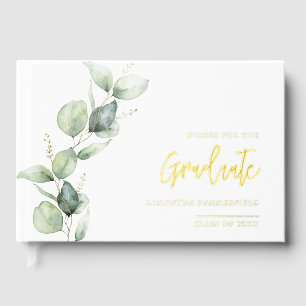 Livre D'or Graduation Photo Eucalyptus Script Gold Foil