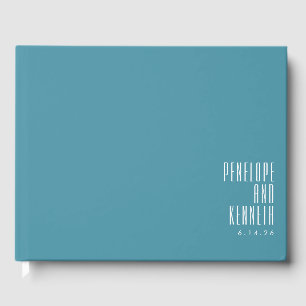 Livre D'or Gras Noms Typographie rétro Mariage Turquoise colo