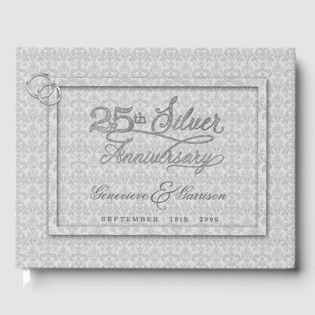 Livre D'or Gray Damask 25th SIlver Anniversaire avec photo (Recto)
