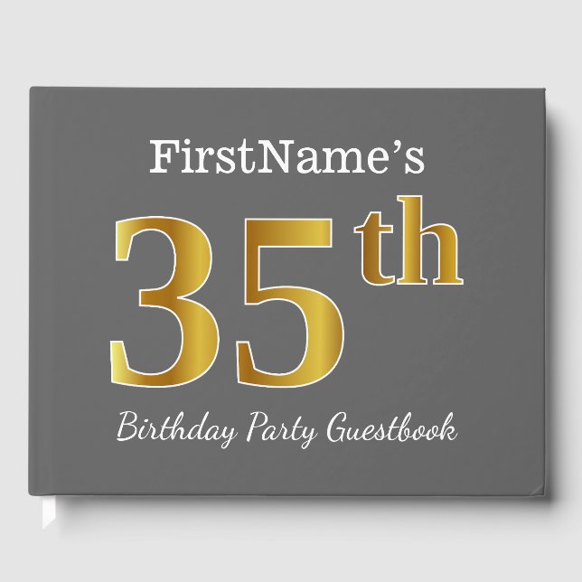 Livre D'or Gray, Faux Gold 35th Birthday Party + Nom personna (Recto)