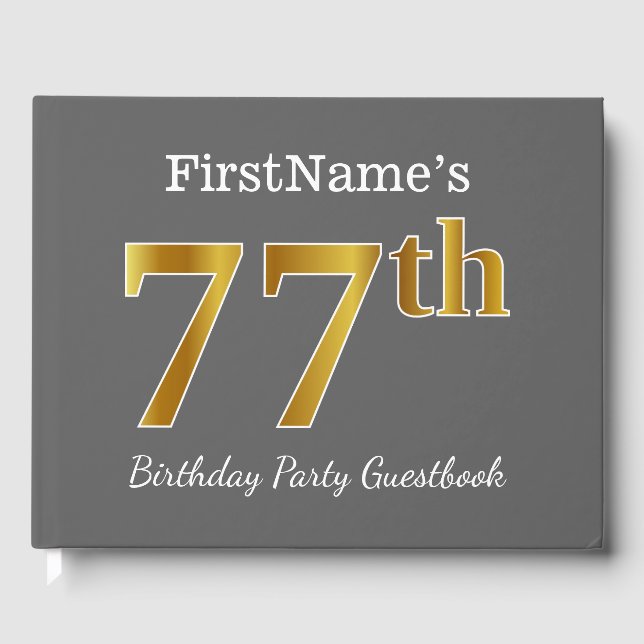 Livre D'or Gray, Faux Gold 77th Birthday Party + Nom personna (Recto)
