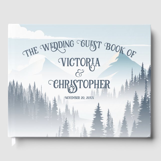 Livre D'or Gray Mountain Fog Forest Wilderness Custom Wedding (Recto)