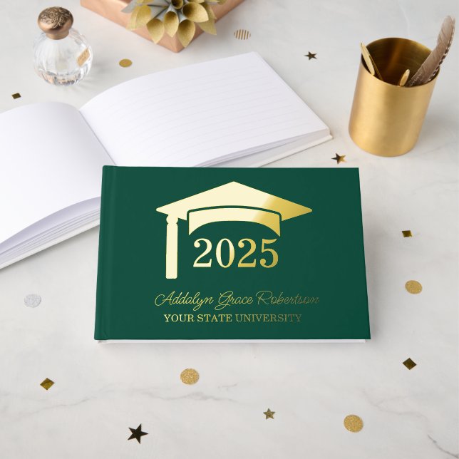 Livre D'or Green College University Classe Casquette de 2025 (Recto ouvert)
