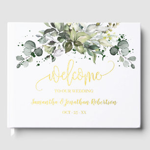 Livre D'or Green Eucalyptus Bienvenue Mariage Foil Guestbook