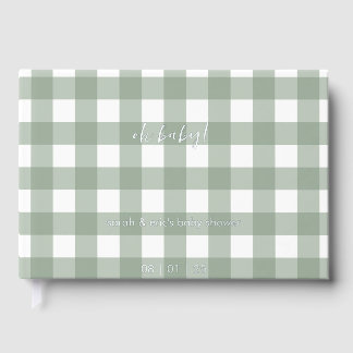 Livre D'or Green Gingham Baby Shower Guest Book