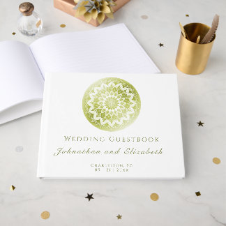 Livre D'or Green Lace Mandala Wedding