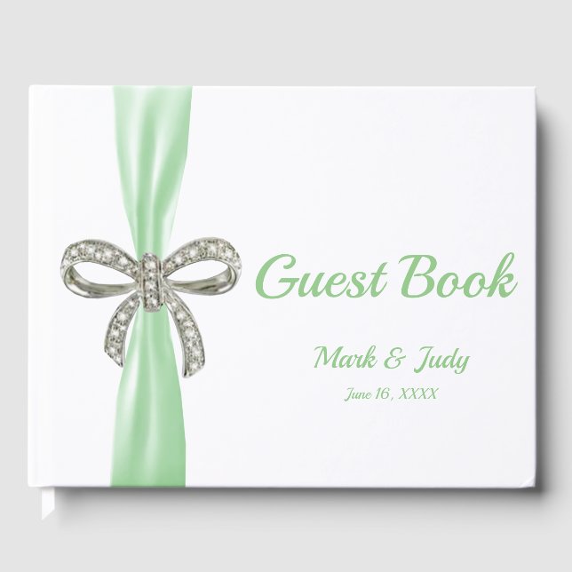 Livre d'or Green Ribbon Diamond Bow Mariage (Recto)