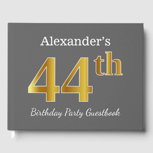 Livre D'or Grey, Faux Gold 44th Birthday Party + Nom personna (Recto)