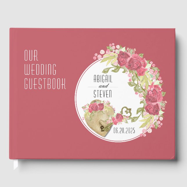 Livre D'or Guide du Mariage de verrou et clé ronde (Recto)