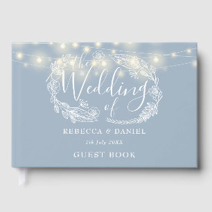 Livre D'or Guirlande Lumineuse Fleurie Bleu Poussiéreux Maria