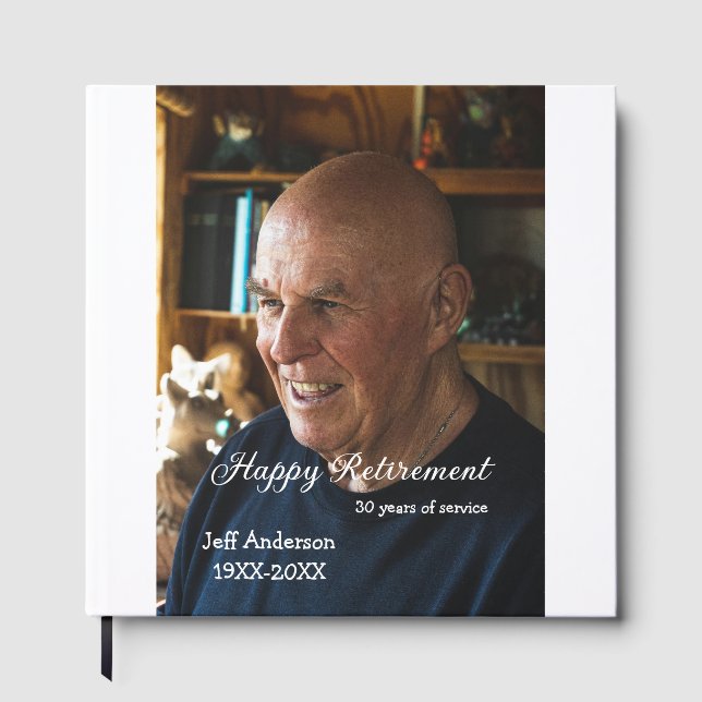 Livre D'or Happy retirement add name photo years of service r (Recto)
