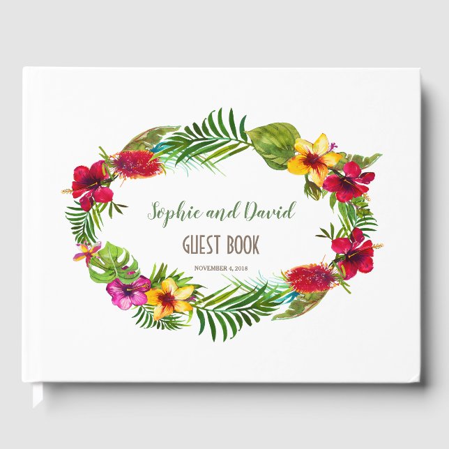 Livre D'or Hawaïen radiant Tropical Floral Mariage (Recto)